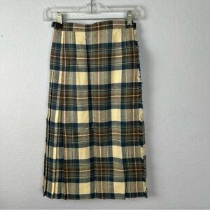 Vintage Pitlochry Knitwear Wool Tartan Plaid Pleated Skirt Scotland